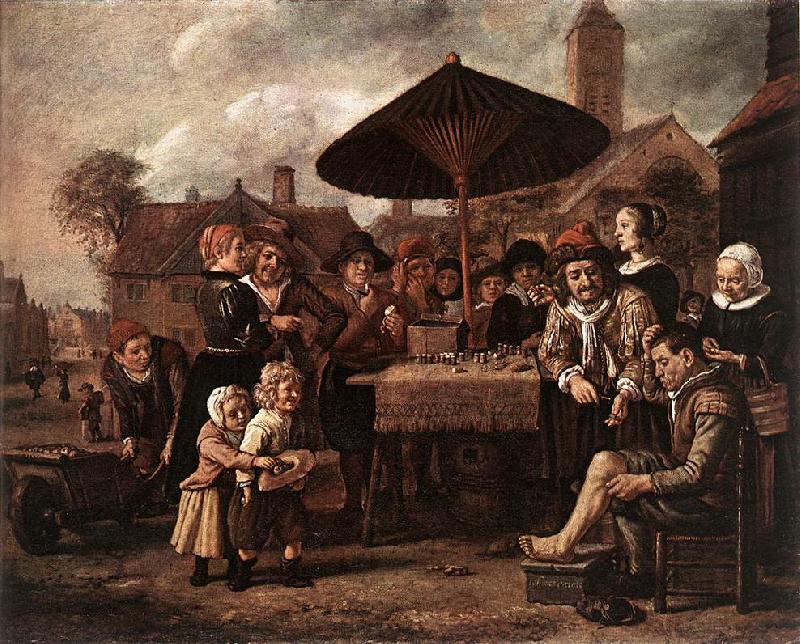 VICTORS, Jan Market Scene with a Quack at his Stall er oil painting picture